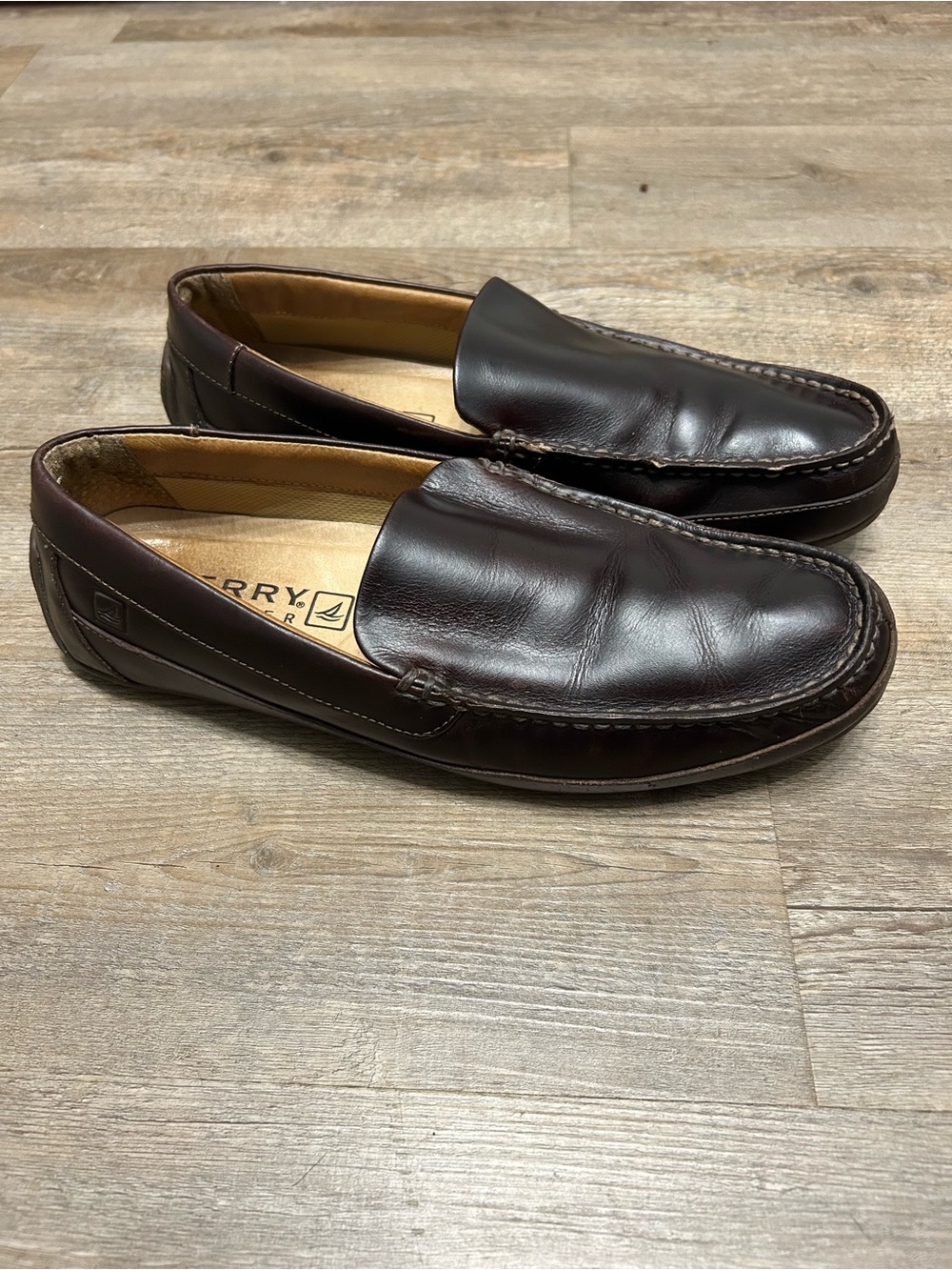Sperry Men's Size 11.5 Venetian Driving Loafers Dark Brown Leather Slip On Shoes